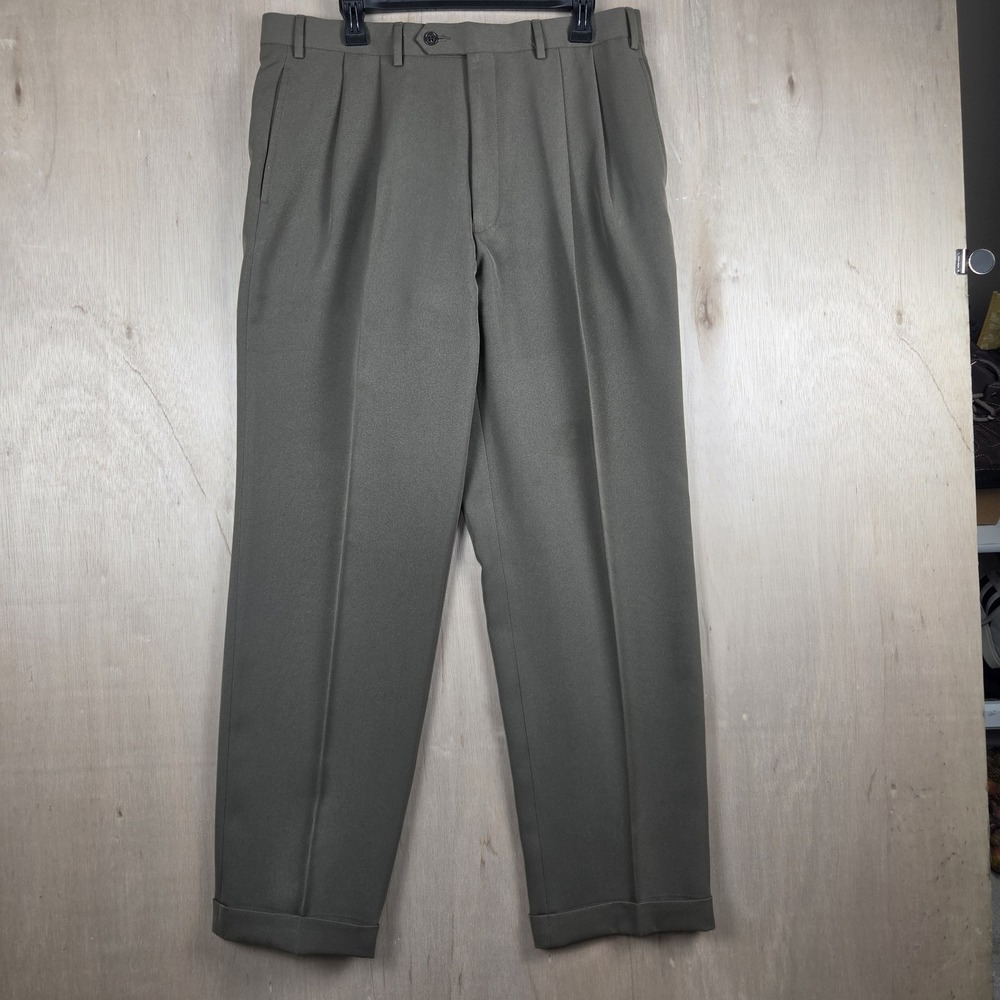 Lauren Ralph Lauren Dress Pants Mens 36x32 Brown Pleated Cuffed Classic Trousers